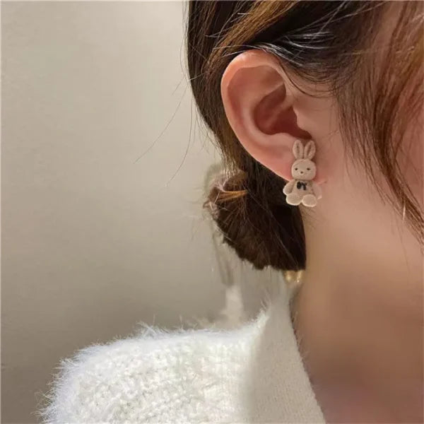 Korean Style Cute Rabbit Earrings โ 1 Pair (random Color)