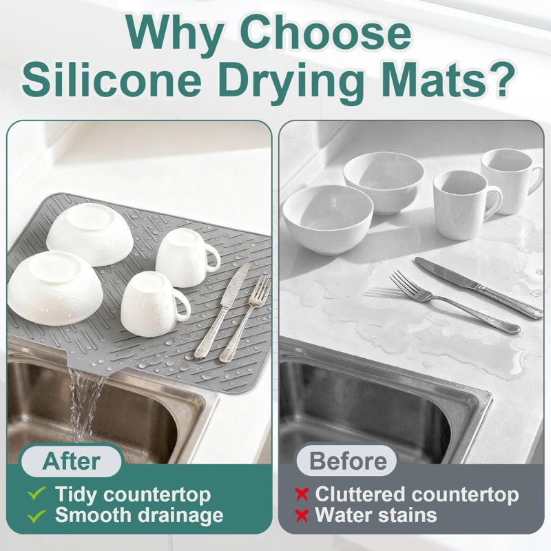 Silicone Dish Drying Mat for Kitchen Counter  ( 𝐇𝐢𝐠𝐡 𝐐𝐮𝐚𝐥𝐢𝐭𝐲 𝐍𝐨𝐭 𝐋𝐢𝐤𝐞 𝐂𝐡𝐞𝐚𝐩 𝐎𝐧𝐞𝐬 )
