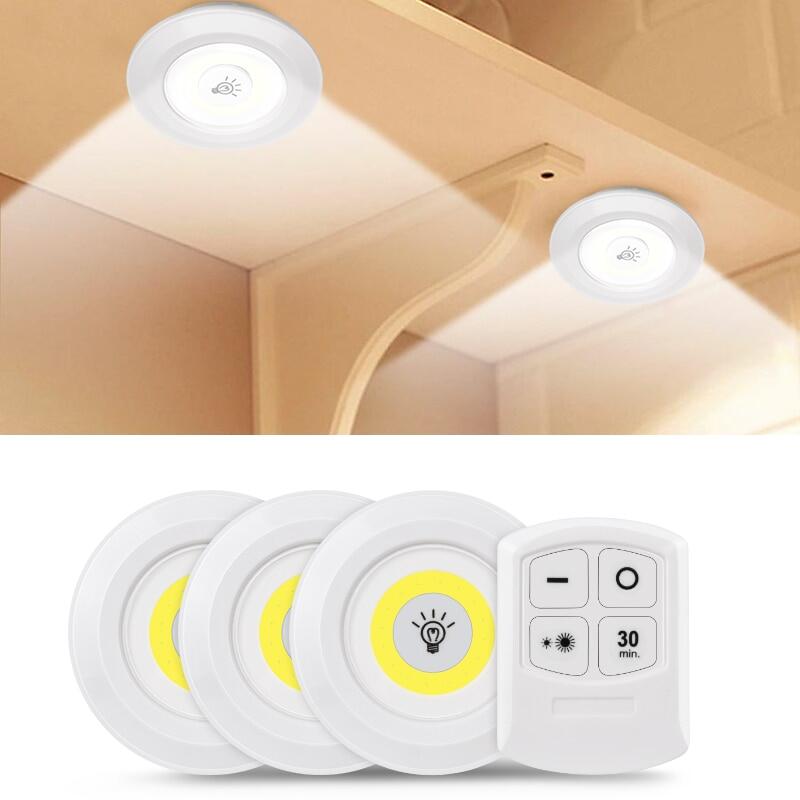 Pack of 3 Wireless LED Night Lights with Remote Control