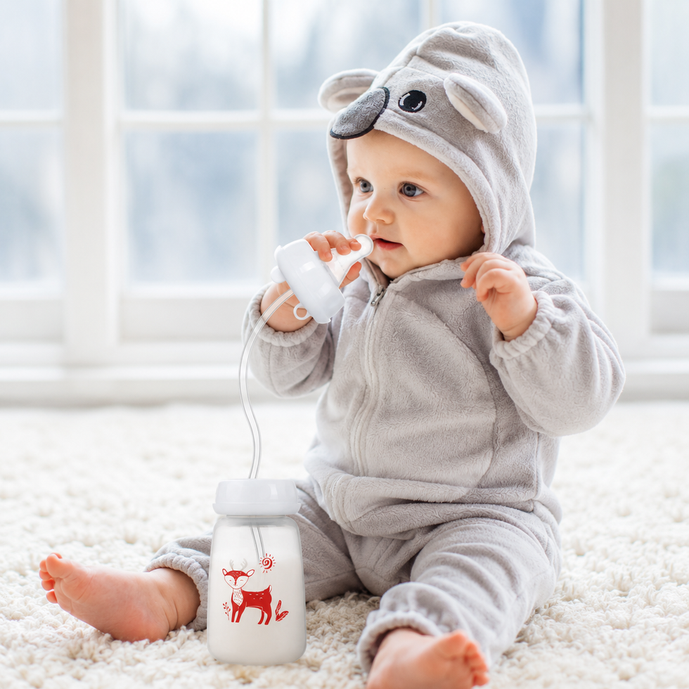 Hands-Free Self-Feeding Bottle for Babies  ( Allow to Open )