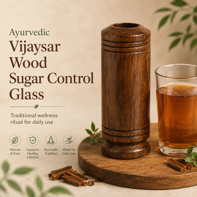 Ayurvedic Vijaysar Wooden Sugar Control Glass