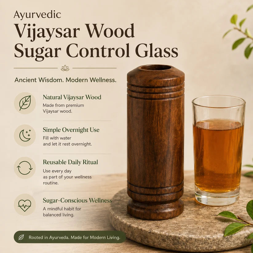 Ayurvedic Vijaysar Wooden Sugar Control Glass