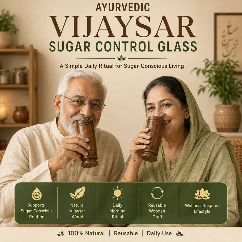 Ayurvedic Vijaysar Wooden Sugar Control Glass